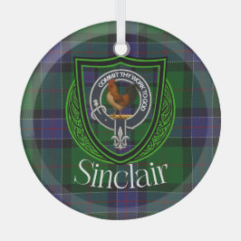 Sinclair Scottish Clan Tartan & Crest Ornament Aus Glas