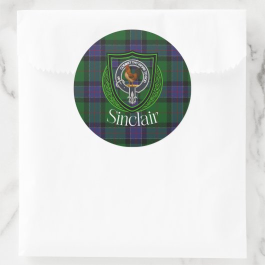 Sinclair Scottish Clan Tartan & Crest Runder Aufkleber (Tasche)