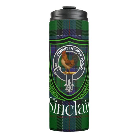 Sinclair Scottish Clan Tartan & Crest Thermosbecher (Vorderseite)