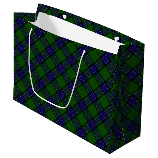 Sinclair Tartan Blau kariert Große Geschenktüte (Vorderseite Schrägansicht)