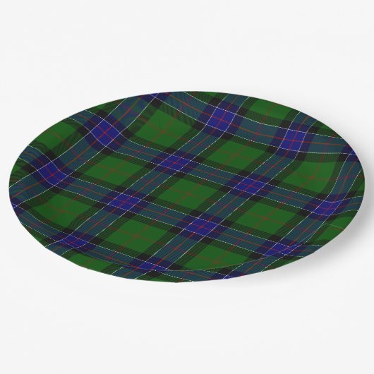 Sinclair Tartan Blau kariert Pappteller (Schrägansicht)