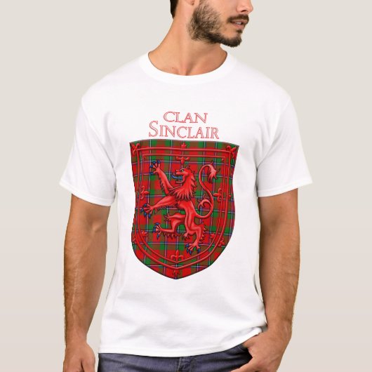 Sinclair Tartan Scottish Plaid Lion Rampant T-Shirt (Vorderseite)