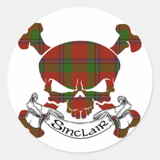 Sinclair Tartan Skull Runder Aufkleber (Vorderseite)