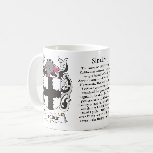 Sinclair, Ursprung, Bedeutung und das Wappen Kaffeetasse (Vorderseite Links)