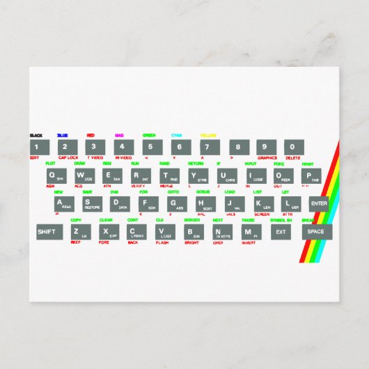 Sinclair ZX Spektrum Keyboard Keys Postkarte (Vorderseite)