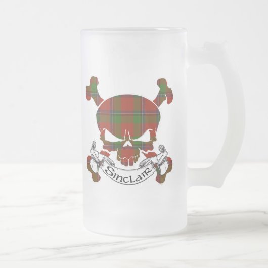 Sinclairtartan-Schädel Mattglas Bierglas (Rechts)
