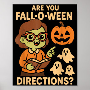 sind Fall O Ween Anweisungen Lustig Lehrer Hallowe Poster