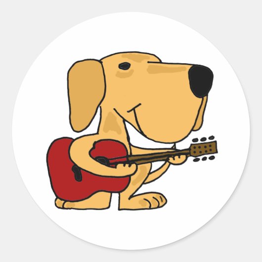 SIND gelbes Labrador retriever, das Gitarre spielt Runder Aufkleber (Vorderseite)