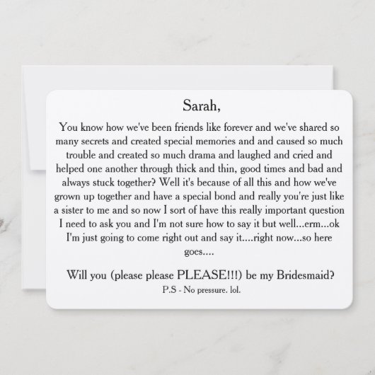 Sind Sie bitte meine Brautjungfer? Einladung (Vorderseite)