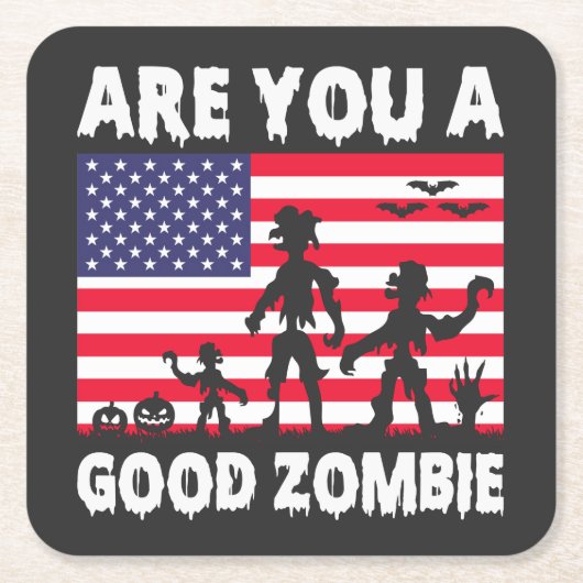 Sind Sie ein gutes Zombie USA Flag Spooky Hallowee Rechteckiger Pappuntersetzer (Vorderseite)