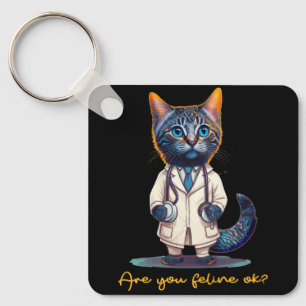 Sind Sie Feline Ok Anthropomorphe Katze Nurse Stet Schlüsselanhänger