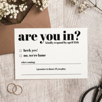 Sind Sie in lustiger Hochzeit RSVP Card? Begleitkarte