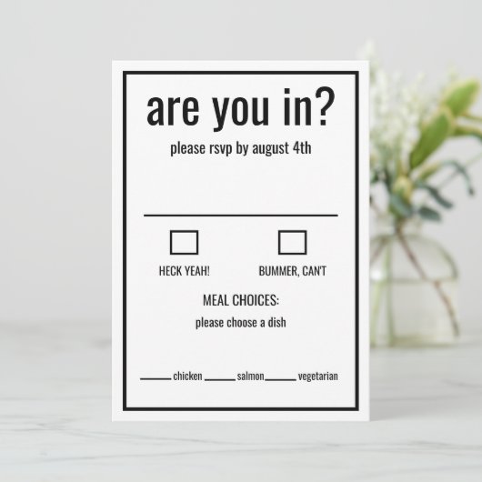 Sind Sie in lustiger uAwg Schwarz/Weiß-Minimal? Einladung (Stehend Vorderseite)