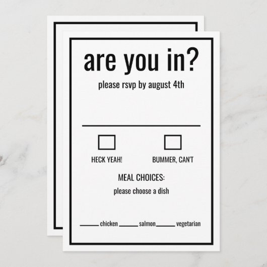 Sind Sie in lustiger uAwg Schwarz/Weiß-Minimal? Einladung (Vorne/Hinten)