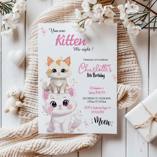 Sind Sie Kitte me cat Birthday Einladung? Einladung