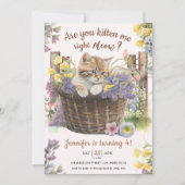 Sind Sie Kitty Me Floral Pink Cat 4. Geburtstag? Einladung (Vorderseite)