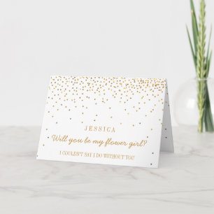 Sind Sie mein Blumen-Mädchen-Vintager GoldConfetti Einladung
