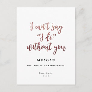 Sind Sie mein Brautjungfernkarte boho Rosengold Einladungspostkarte