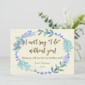 sind Sie mein Brautjungfernkartenblaues Einladung (Stehend Vorderseite)