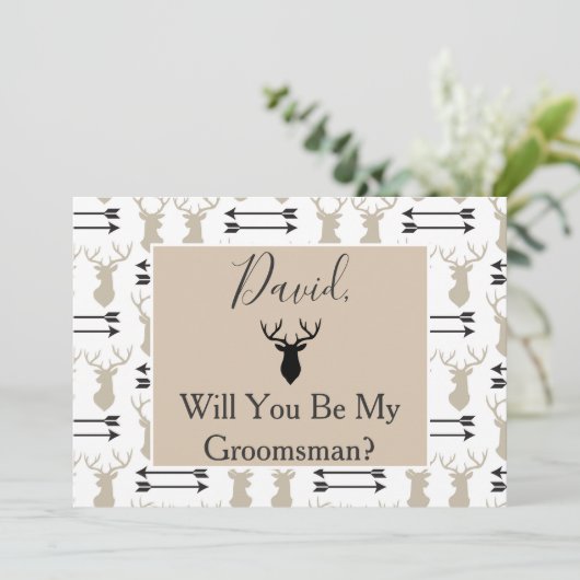 Sind Sie mein Trauzeuge-Rotwild-Geweih-Pfeil Einladung (Stehend Vorderseite)