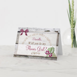 Sind Sie meine Blumen-Mädchen-rustikale Einladung