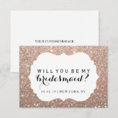 Sind Sie meine Brautjungfer - Rosen-GoldFab Einladung (Vorne/Hinten)