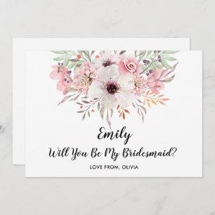 Sind Sie meine Brautjungfer? Schicke Blumenkarte Einladung