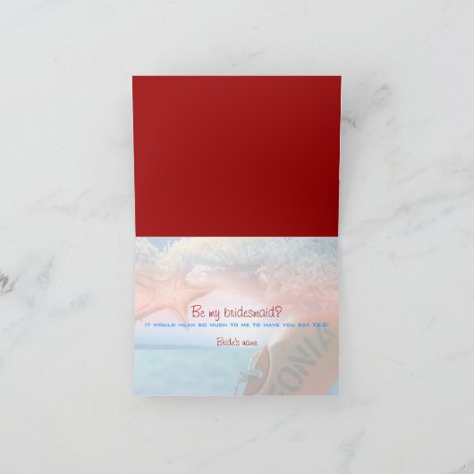 Sind Sie meine Brautjungfer? Strandthema Einladung (Innenseite)