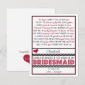 Sind Sie meine Brautjungfer? Tiefrotes/schwarzes Einladung (Vorne/Hinten)