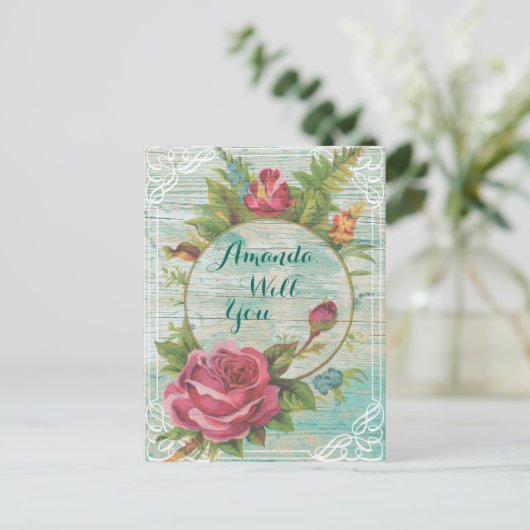 Sind Sie meine Brautjungfrau? Einladungspostkarte (Stehend Vorderseite)