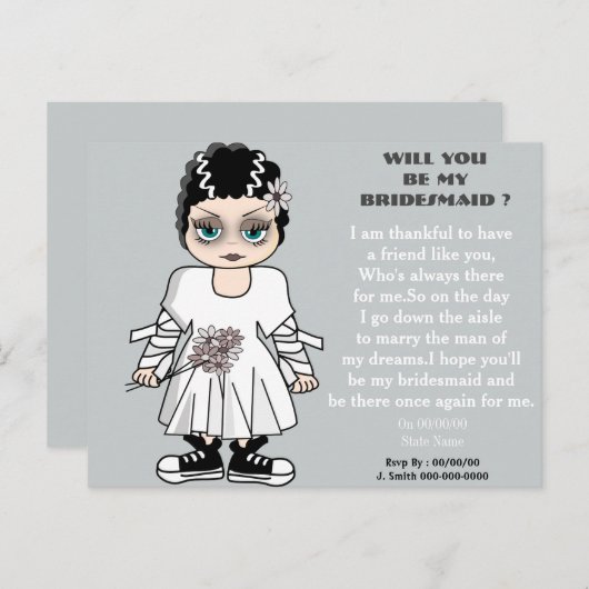 Sind Sie meine Brautjungfrau? Einladungspostkarte (Vorne/Hinten)