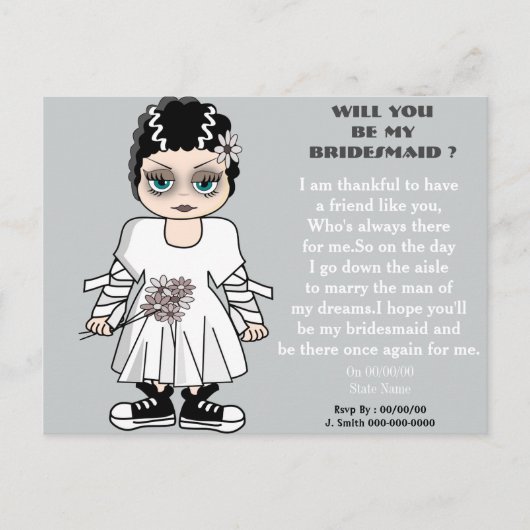 Sind Sie meine Brautjungfrau? Einladungspostkarte (Vorderseite)