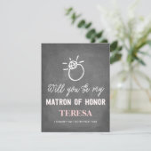 Sind Sie meine Matrone Brautjungfer der Ehre| Einladung (Stehend Vorderseite)