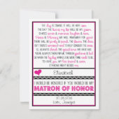 Sind Sie meine Matrone der Ehre? Rosa/schwarzes Einladung (Vorderseite)