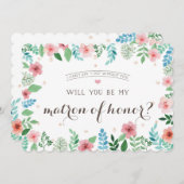 Sind Sie meine Matrone der Ehre, Watercolor-Blumen Einladung (Vorne/Hinten)