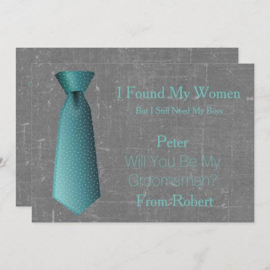 Sind Sie meine Trauzeuge-aquamarine u. weiße Einladung (Vorne/Hinten)