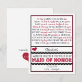 Sind Sie meine Trauzeugin? Rotes/schwarzes Gedicht Einladung (Vorne/Hinten)