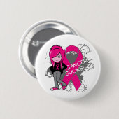 Sind zum Kotzen Girl Breast Cancer Button (Vorne & Hinten)