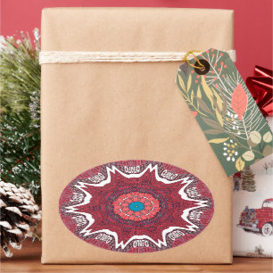 Sindhi Ethnic Tribal Art Print Ovaler Aufkleber
