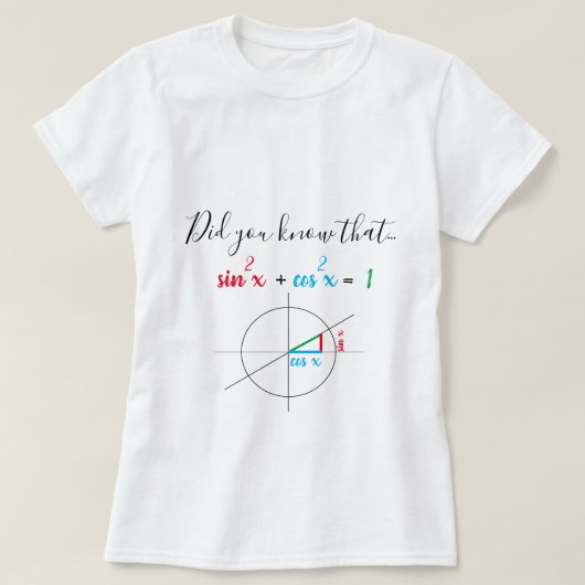 Sine and Cosine Identity Math Girl T-Shirt (Design vorne)