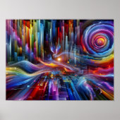 "Sinewaves Of Light" Colorful Futuristic Poster (Vorne)