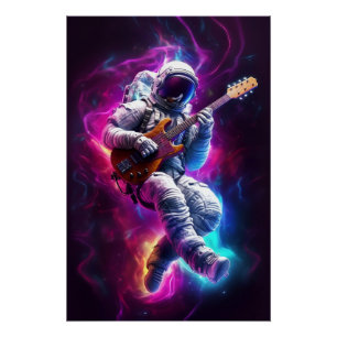 Sinfonie der Leere   Neon-Cyberpunk-Astronaut Poster