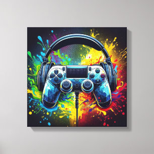 Sinfonie der Pixel und Klang Vibrantes Gaming Leinwanddruck