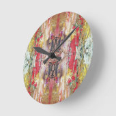 Sinfonie des Chaos - Palette Abstrakter Real Artis Runde Wanduhr (Winkel)
