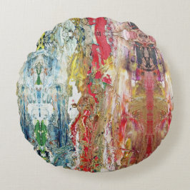 Sinfonie des Chaos - Palette Abstrakter Real Artis Rundes Kissen
