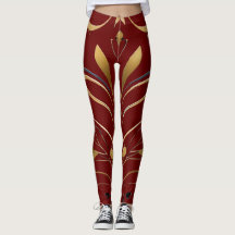Sinfonie in Gold und Dunkelrot in Leggings