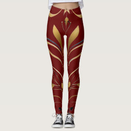 Sinfonie in Gold und Dunkelrot in Leggings
