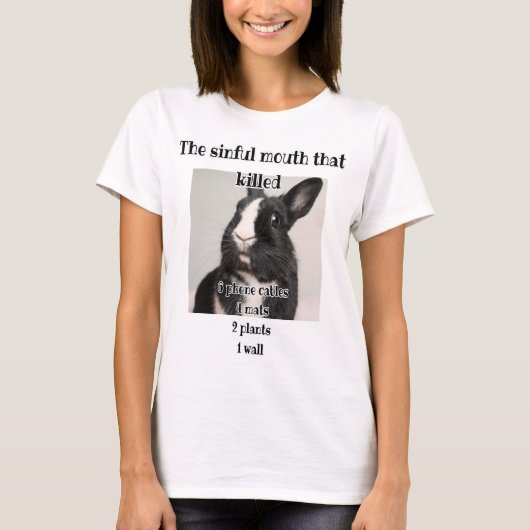 sinful mouth that killed Phone cable, wall bunny T-Shirt (Vorderseite)