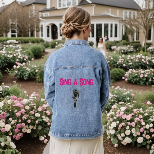 Sing a Song Microphone Art Jeansjacke (Hochzeit Rückseite)