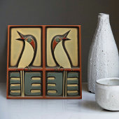 Sing Birds Symmetrische Art-Deco-Jugendstil-Wandde Fliese